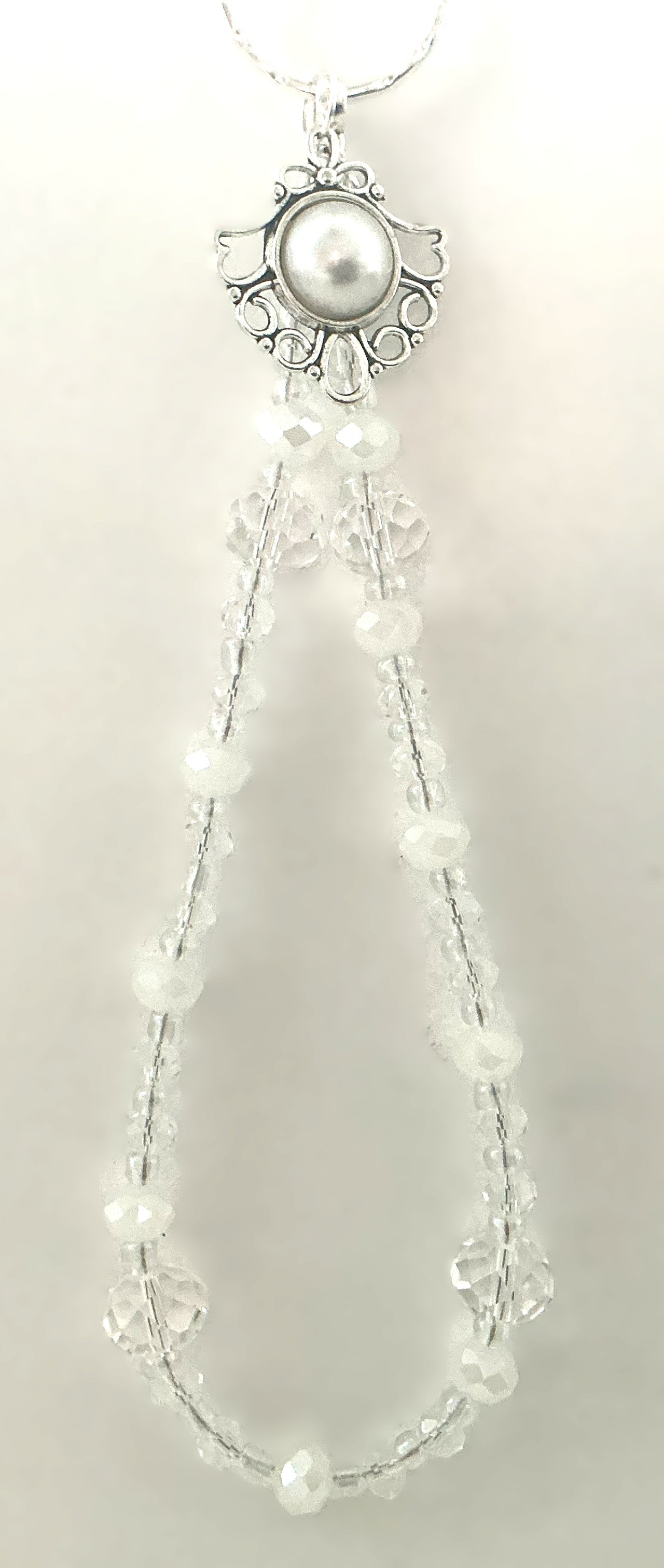 Filigree Pearl Crystal Beaded Phone Charm