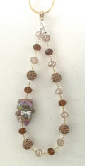 Iridescent Bear Champagne Rhinestone Beaded Phone Charm