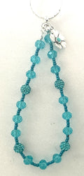 Teal Daisy Crystal Rhinestone Beaded Phone Charm