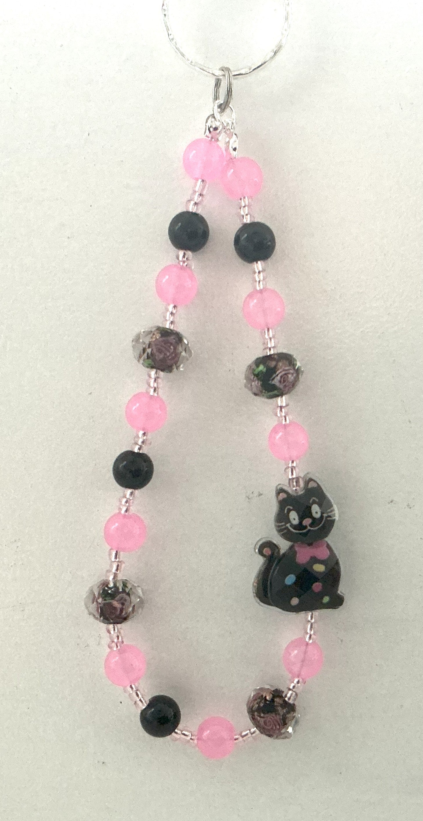 Black Cat Beaded Phone Charm