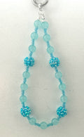 Aqua Frosted Jade Rhinestone Beaded Phone Charm