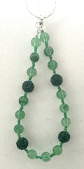 Green Frosted Jade Rhinestone Beaded Phone Charm