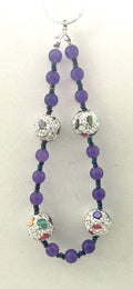 Purple Jade Rhinestone Beaded Phone Charm