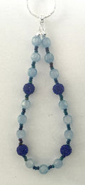 Blue Frosted Jade Rhinestone Beaded Phone Charm