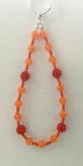 Peach Frosted Jade Rhinestone Beaded Phone Charm