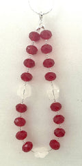Red Crystal & Frosted White Beaded Phone Charm