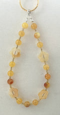 Golden Honey Agate & Flower Beaded Phone Charm
