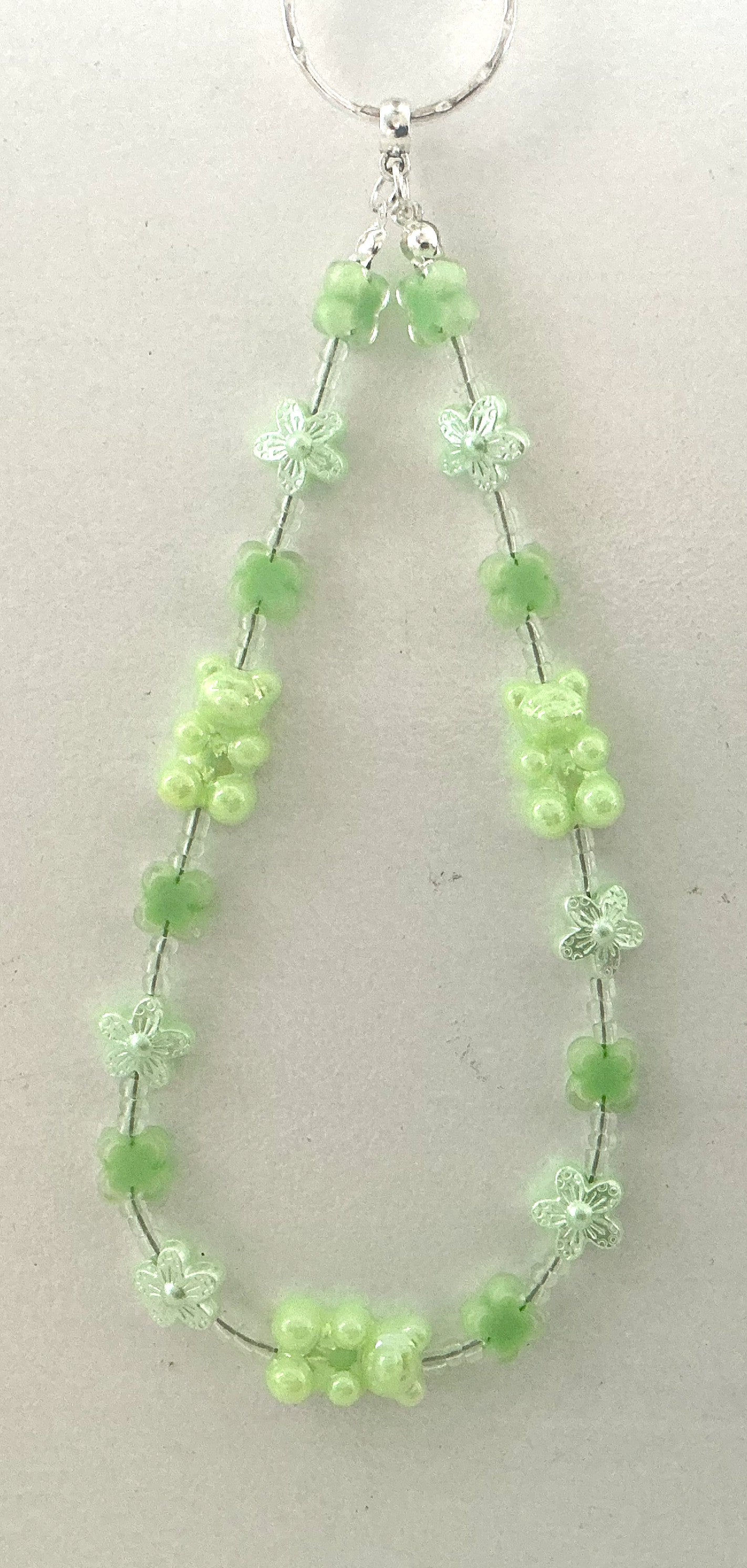 Mint Green Floral Beaded Phone Charm