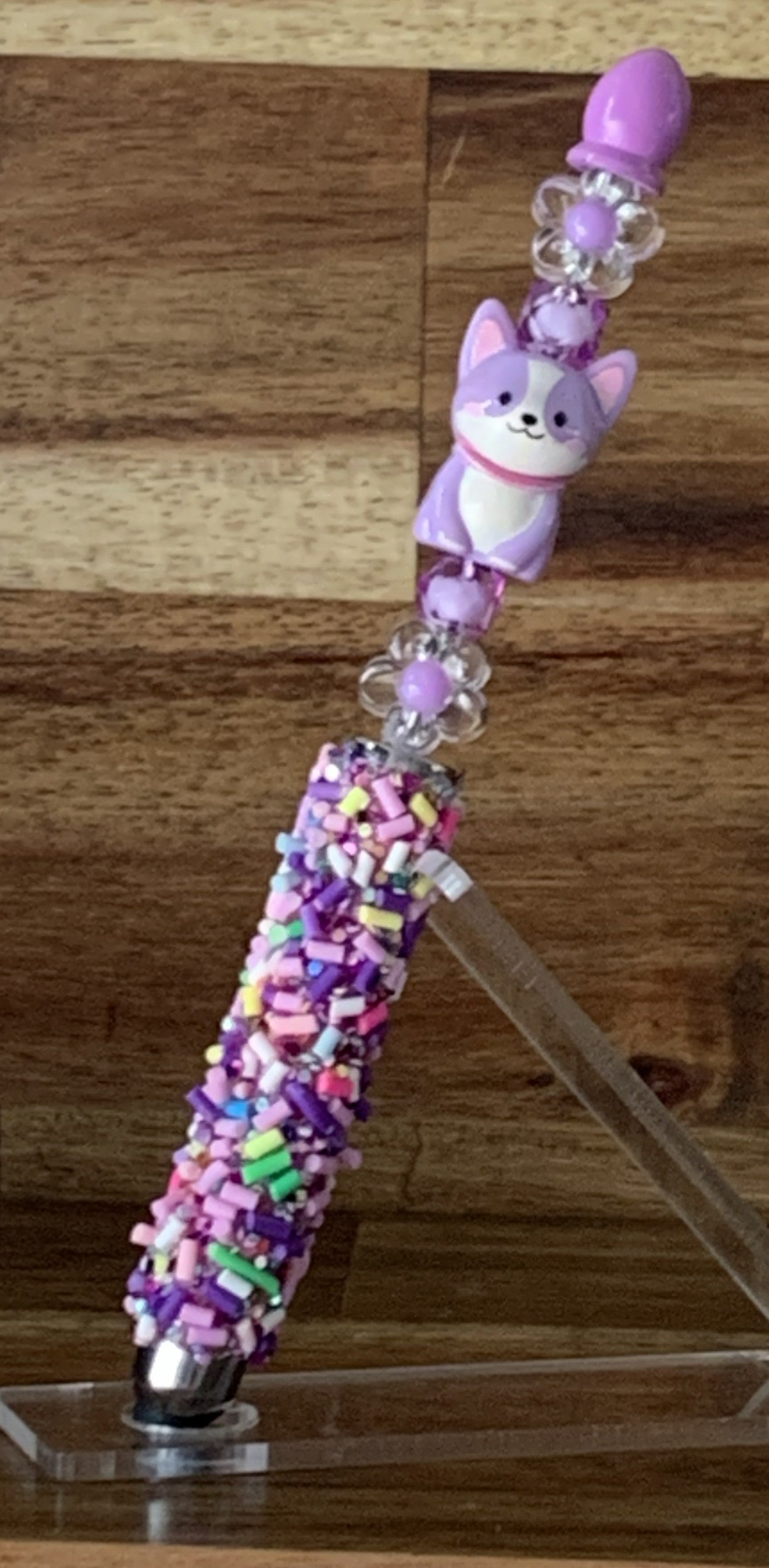 Beaded Stylus Pen – Purple Cat