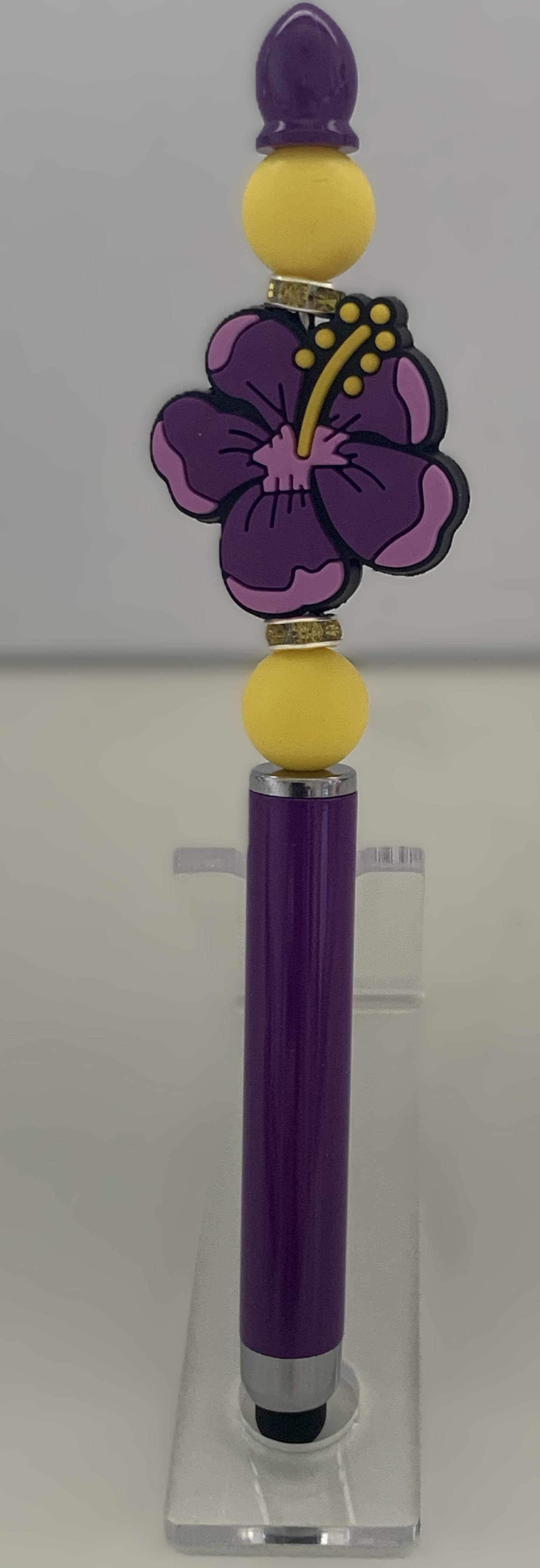 Beaded Stylus Pen – Purple Hibiscus