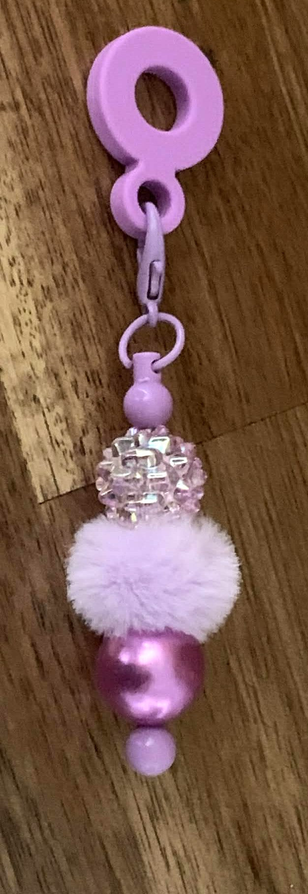 Straw Charm – Lilac Rhinestone, Pom Pom & Pearl
