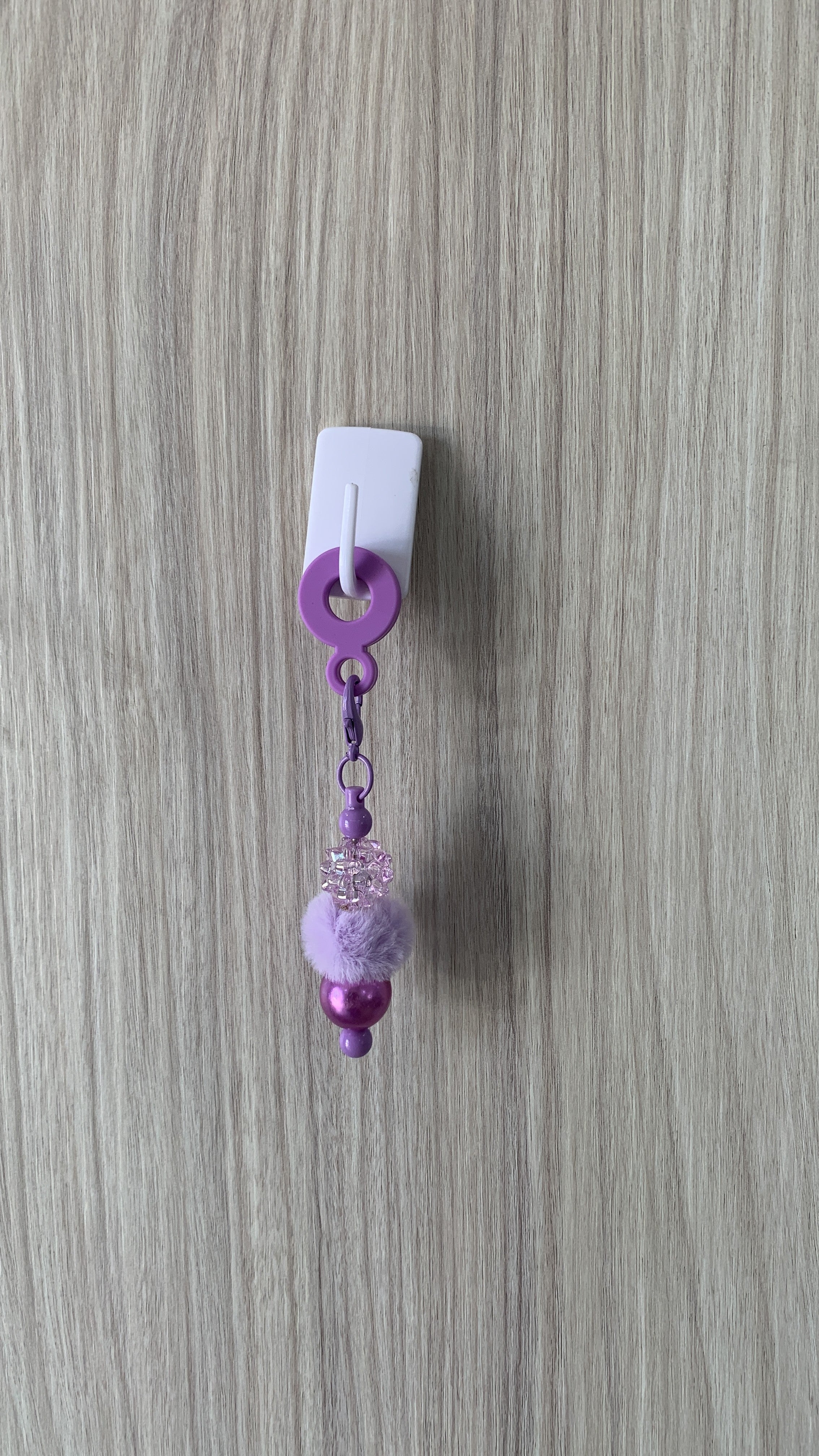Straw Charm – Lilac Rhinestone, Pom Pom & Pearl