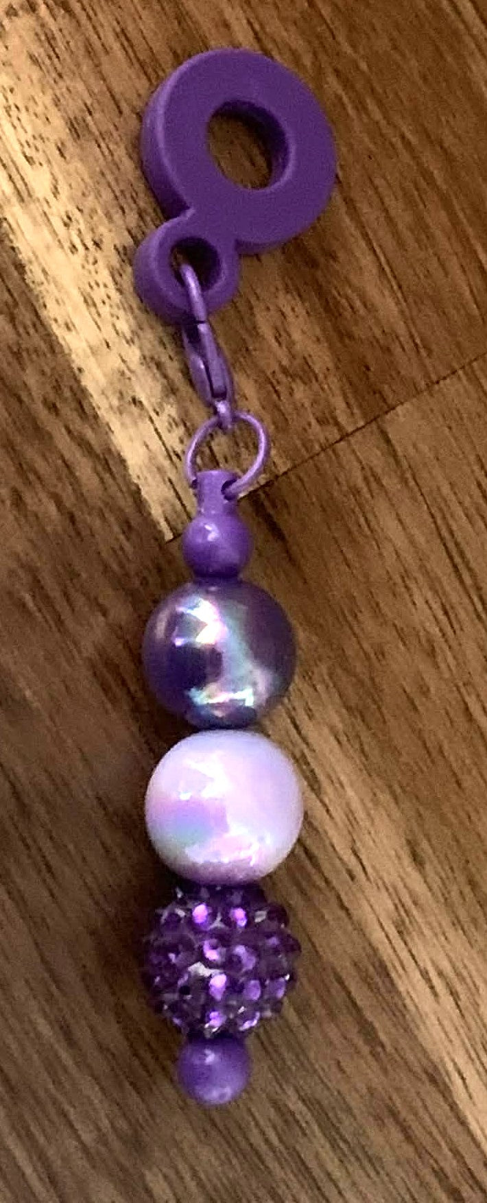 Straw Charm – Purple Rhinestone & Iridescent Pearl Beads