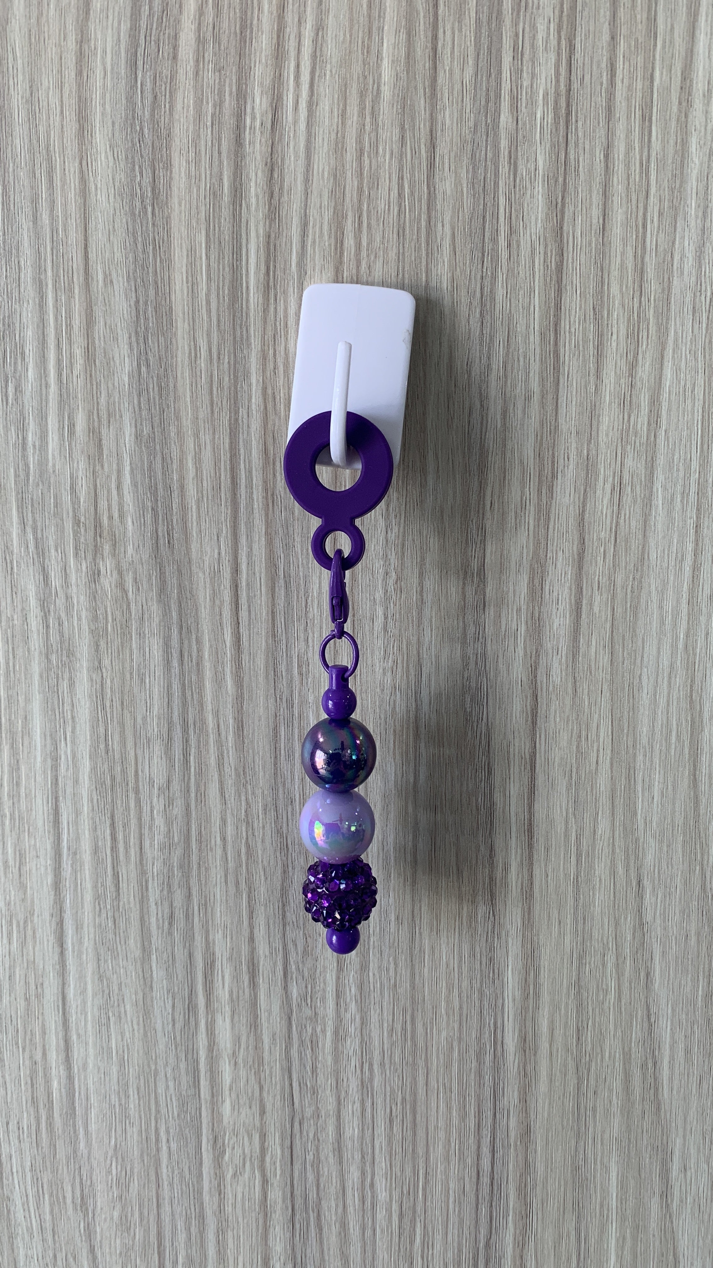 Straw Charm – Purple Rhinestone & Iridescent Pearl Beads