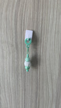 Straw Charm – Mint Glitter Rhinestone, White Pom Pom & Pearl