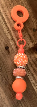 Straw Charm – Orange Rhinestone & Glitter Bead with Silver Spacers