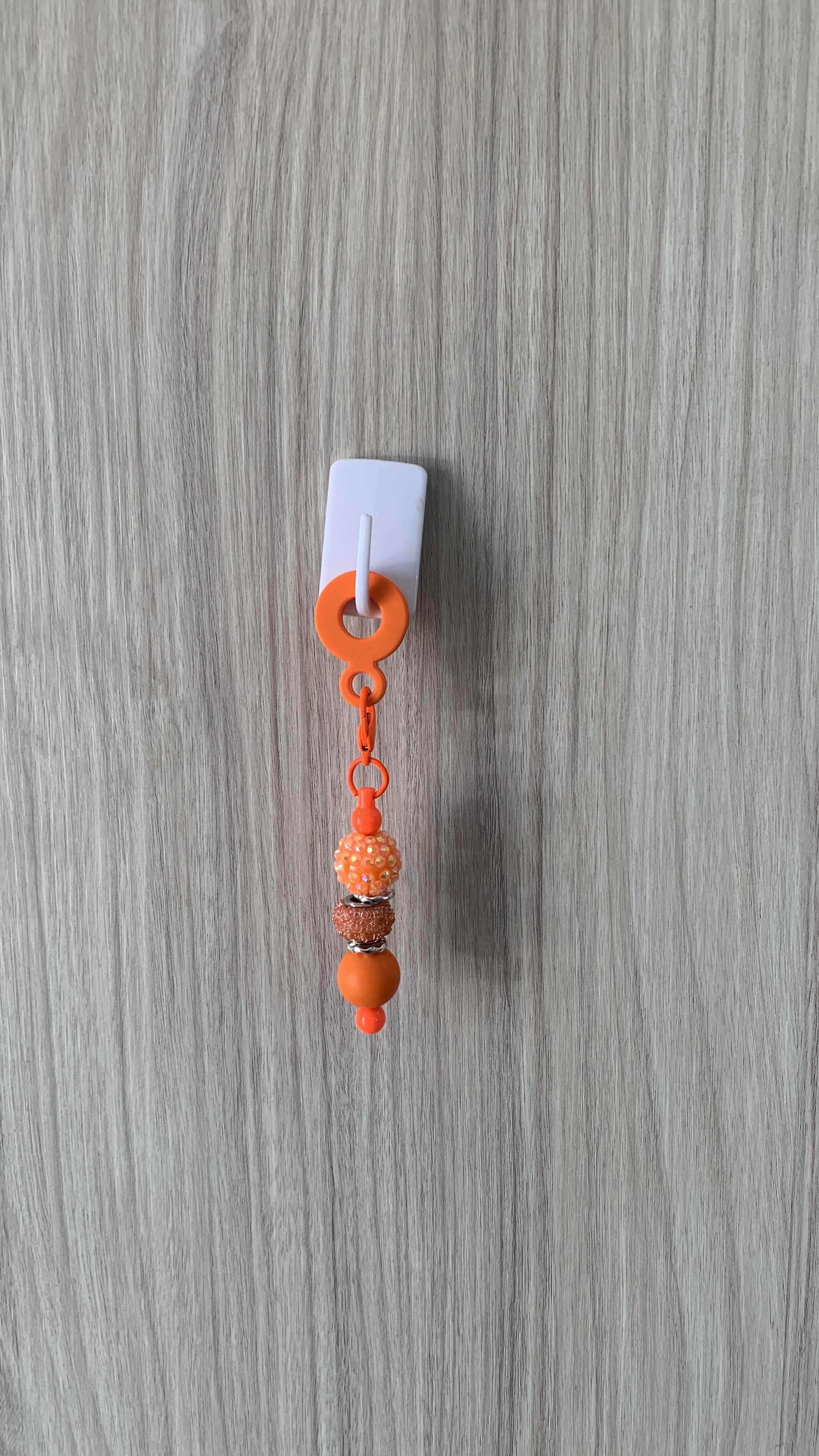 Straw Charm – Orange Rhinestone & Glitter Bead with Silver Spacers
