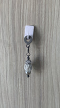 Straw Charm – Silver Rhinestone, White Pom Pom & Pearl