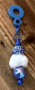 Straw Charm – Blue Iridescent Rhinestone, White Pom Pom & Pearl