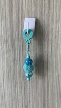 Straw Charm – Teal Rhinestone, Pom Pom & Pearl