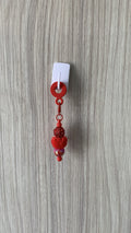 Straw Charm – Red Rhinestone, Pom Pom & Pearl