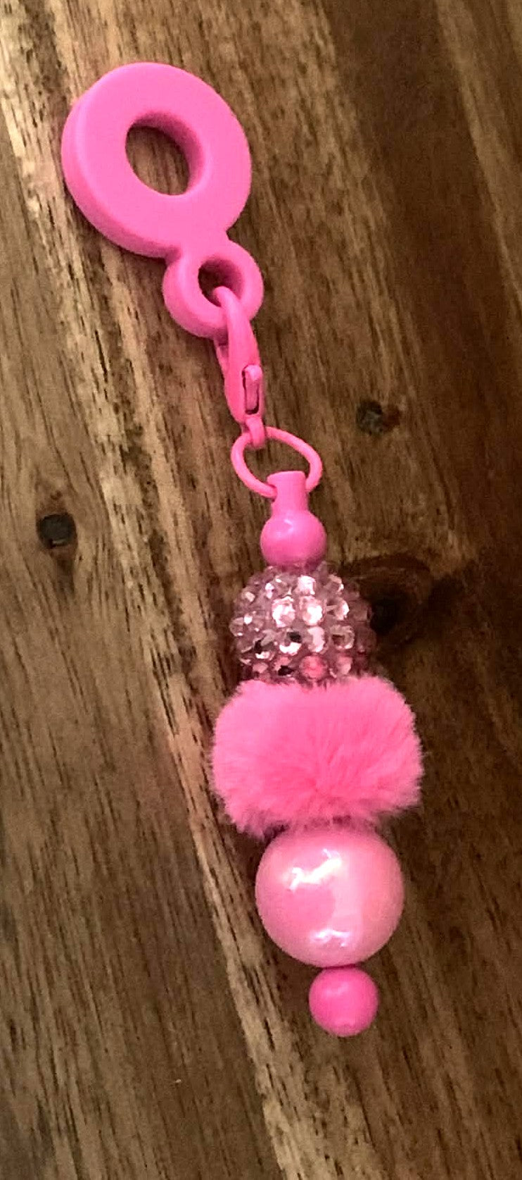 Straw Charm – Hot Pink Rhinestone, Pom Pom & Pearl