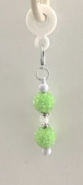 Straw Charm – Lime Green Sugar Bead Double Ball with White & Silver