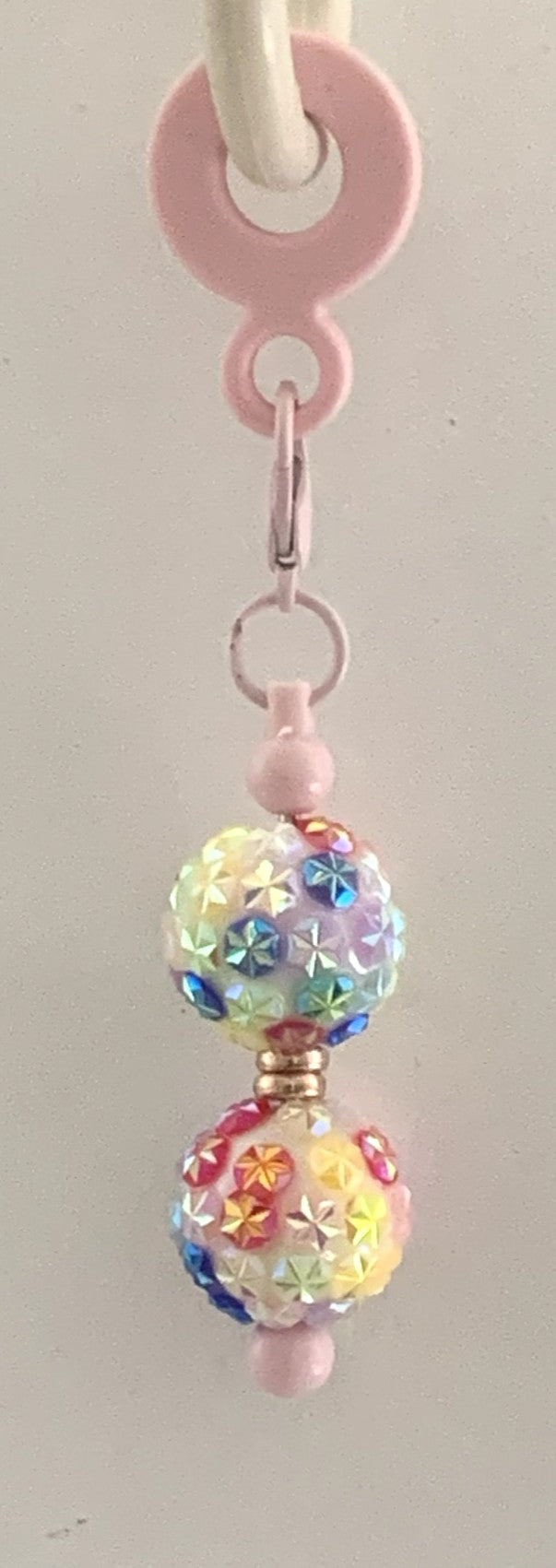 Straw Charm – Rainbow Pastel Flower Rhinestone Double Ball