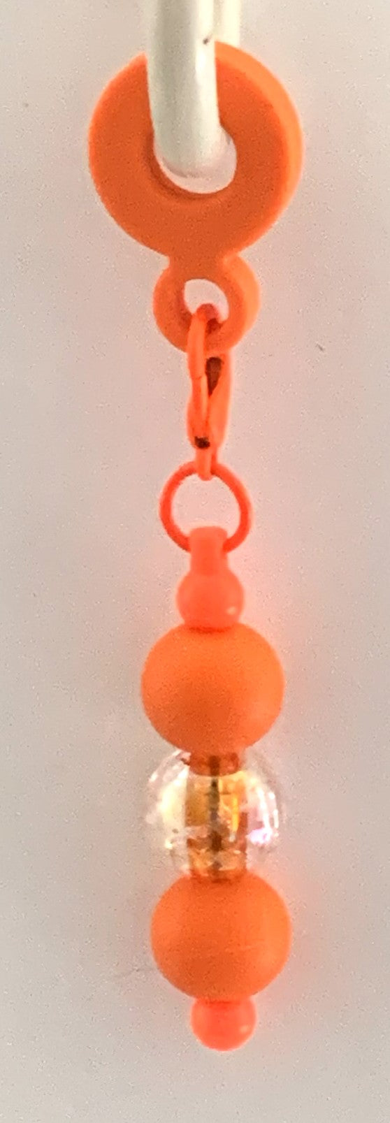 Straw Charm – Matte Orange Silicone Bead Double Ball with Crystal Centre