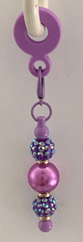 Straw Charm – Purple Iridescent Rhinestone Balls with Pink Pearl Centre