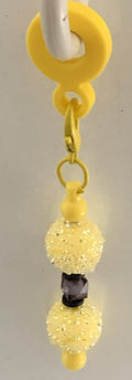 Straw Charm – Yellow Sugar Bead Double Ball with Purple Crystal Accent