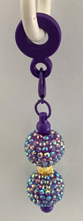 Straw Charm – Iridescent AB Rhinestone Double Ball on Deep Purple
