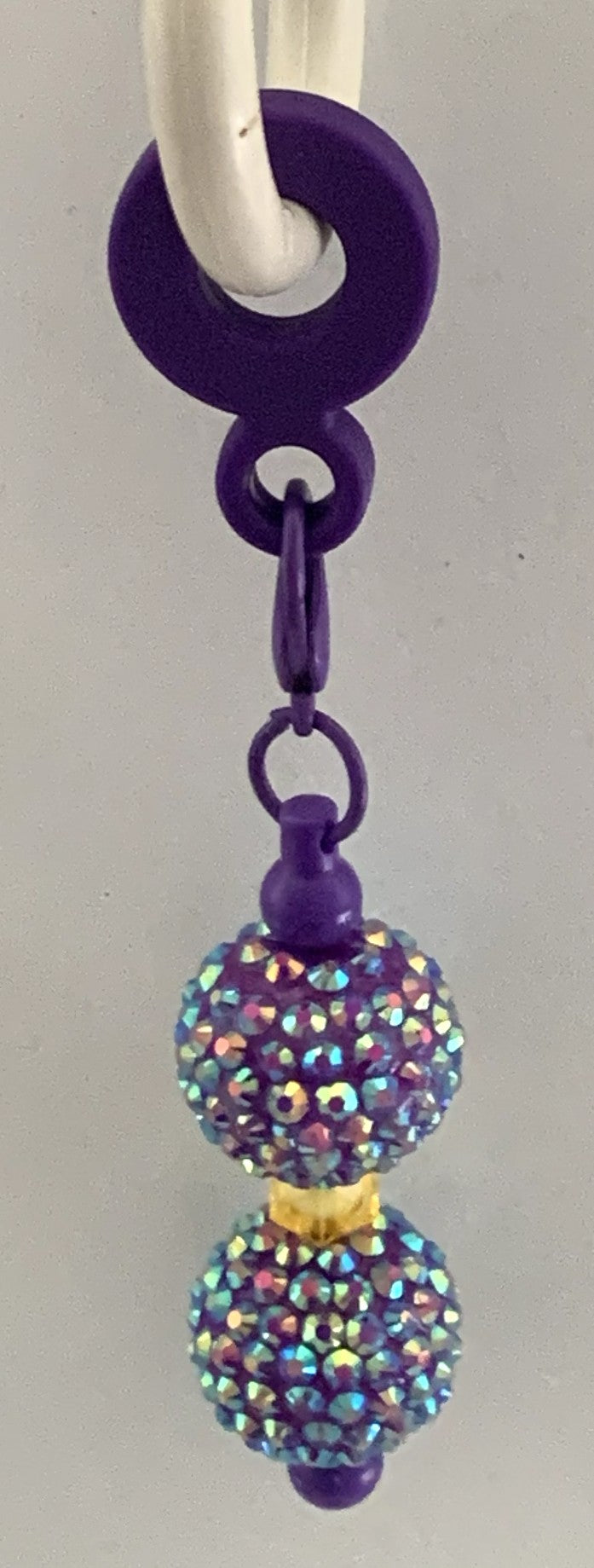 Straw Charm – Iridescent AB Rhinestone Double Ball on Deep Purple