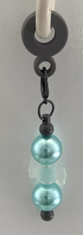 Straw Charm – Teal Pearl Triple Ball on Matte Black Hardware