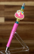 Beaded Pen - Hot Pink Unicorn Donut Charm Yellow Green Teal Faceted Beads
