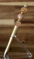 Beaded Pen - Gold Rose Gold Glitter Disco Ball Beads Soft Pink Faceted Disco Ball Bead