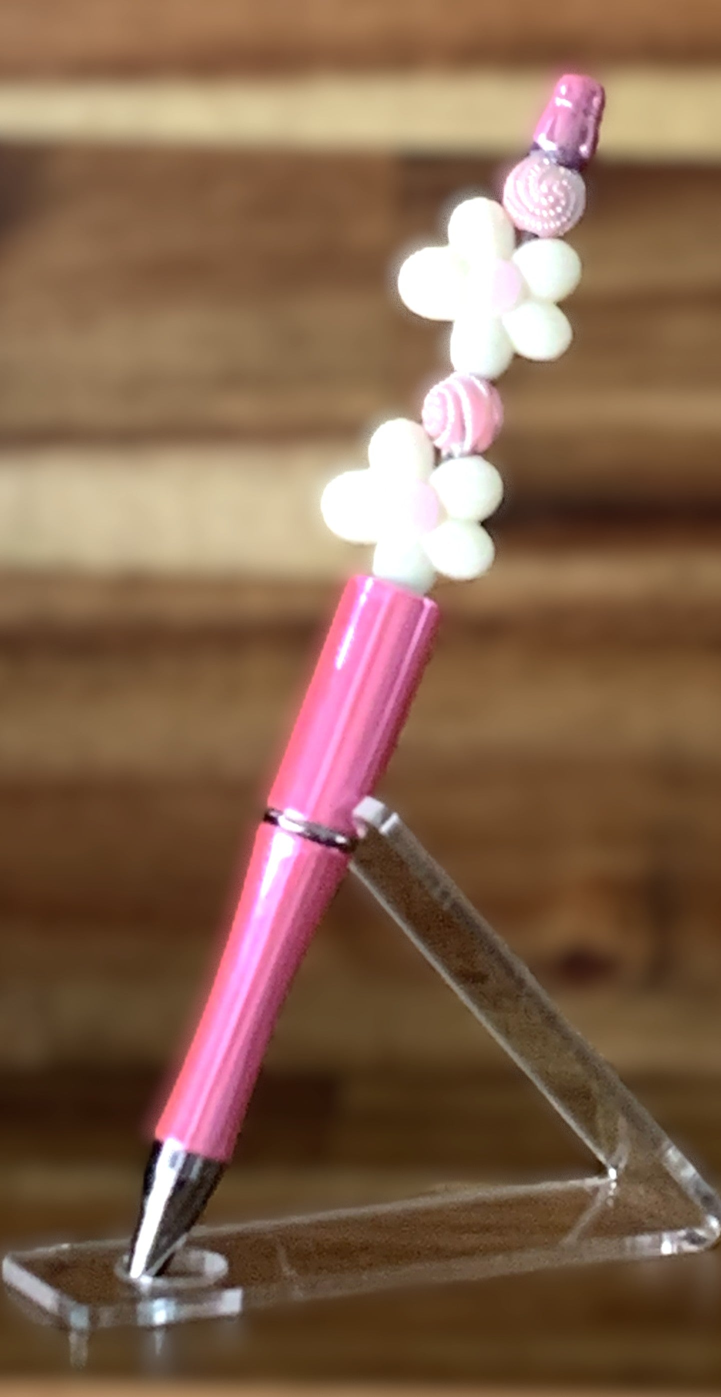 Pink Flower Beaded Pen