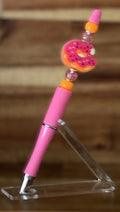 Handmade Donut Charm Beaded Pen – Hot Pink & Orange