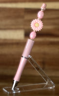 Handmade Pink Daisy Flower Beaded Pen – Soft Pink